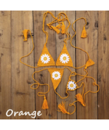Handmade Crochet Sexy Bikini Set Women Sunflower Bra Biquini Swimsuit  - $68.76 CAD