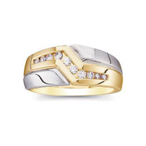 1/3 CT Coupe Ronde Moissanite 14K Deux Tons Plaqué Or Mariage Bande Homme Bague - £94.79 GBP