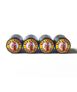 Red Crown Gasoline Tire Valve Caps - Black Aluminum - Set of Four - £12.50 GBP