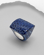 Blue Coral Sterling Silver Ring Size 6 - £37.24 GBP