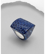 Blue Coral Sterling Silver Ring Size 6 - £36.95 GBP