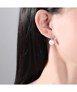 Jade &amp; Cubic Zirconia Silver-Plated Huggie Earrings - £13.46 GBP