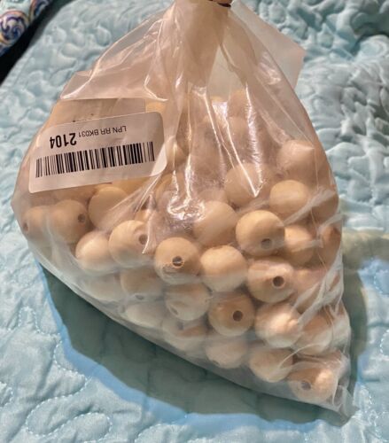 Bag of Plain Natural Unfinished Wooden Craft Balls Beads - $10.00