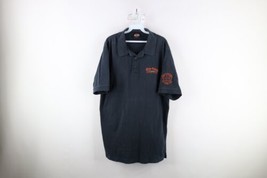 Vintage Harley Davidson Mens XL Faded Spell Out Collared Polo Shirt Black Cotton - £35.56 GBP