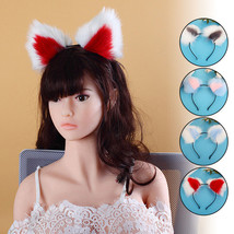 Furry Cat Fox Ears Headband Costume Anime Neko Cosplay 2 Colour Hair Clip Cute - £6.82 GBP