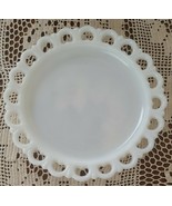 Vintage 60s Anchor Hocking Scalloped Lace Edge Milk Glass 13&quot; Medium Tor... - $112.27 CAD
