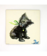 USA Art Print Lithograph DAC NY Black Terrier Puppy Textured Small 4x4 V... - £7.82 GBP