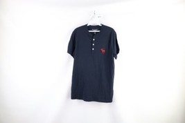 Vtg Abercrombie &amp; Fitch Mens Medium Faded Big Logo Short Sleeve Henley T-Shirt - £23.31 GBP