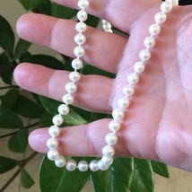 Collier femme en or blanc 14 carats perles rondes naturelles perles Akoya... - £359.50 GBP