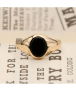 Onyx Signet Ring, Oval Onyx, Yellow Gold Ring, Gemstone Jewellery, Ring - £69.62 GBP