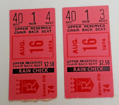 August 16, 1974 Kansas City Royals vs Baltimore Orioles Ticket Stubs  Ro... - £75.28 GBP