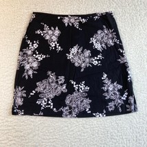Wrapper Pencil Skirt Womens 9 Black White Floral Mini Stretch Side Slits... - £3.80 GBP