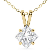 Diamond Ladies Pendant Natural Princess Cut Treated 14K Yellow Gold 1.05 Carat - £1,214.73 GBP