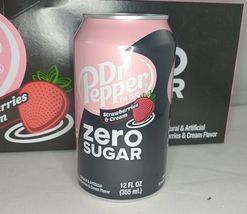 *NEW FLAVOR* Dr Pepper  Strawberries and Cream ZERO Soda Single 12 oz. (1) Can - £4.74 GBP