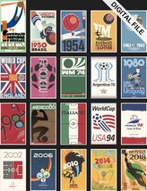 Collection 20 vintage posters of Football Championships 1930 - 2018 - hq... - $9.80