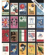 Collection 20 vintage posters of Football Championships 1930 - 2018 - hq... - £7.31 GBP