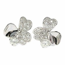 1.60Ct Round Simulated Diamond  Flower Stud Earrings 14K White Gold Plated Women - £76.19 GBP