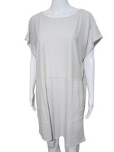 Eileen Fisher Gray/White Fine Organic Cotton Bateau NK Tunic LG  - $45.49