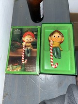 Vintage 1984 Hallmark Christmas Boy Pixie Elf Stocking Holder Candy Cane  - $12.45