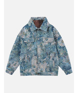 Oil Painting Jacquard Flower Denim Jacket - $933.91 MXN