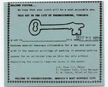 Key to the City of Fredricksburg Texas 1971 One Day Unlimited Free Parking  - £21.78 GBP