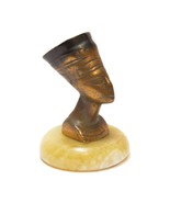 Vintage Egyptian Small Copper Tone Queen Nefertiti Figurine on Marble On... - £27.67 GBP