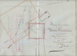 Mexico 1899 Mining Claim Map Mina Alameda Gold Mine - $126.72