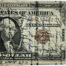 1935 A US $1 One Dollar Silver Certificate WWII Hawaii Short Snorter Note + Peso - £288.91 GBP