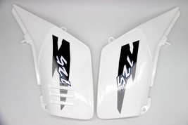 fits Suzuki TS125 White Side Panel Set with Black and Gray Stickers - $48.49