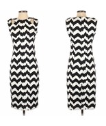 Carmen Carmen Marc Valvo Chevron Print Sheath Black White Dress Size XS NEW - $75.22 CAD