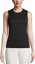New Anne Klein Black White Polka Dots Cotton Sweater Top Size L $79 - £41.12 GBP