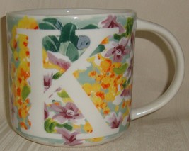 Anthropologie Floral Monogram Mug Initial “K” Coffee Tea Cup  - £11.60 GBP