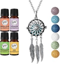 Dream Catcher Necklace Essential Oil Diffuser Aromatherapy Gift Set w/ Oils  - £15.91 GBP