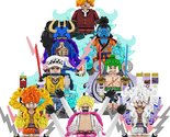 8Pcs One Piece Luffy Law Kaido Jinbe Doflamingo Minifigures Building Block Toys - £20.53 GBP