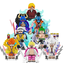 8Pcs One Piece Luffy Law Kaido Jinbe Doflamingo Minifigures Building Blo... - £22.74 GBP