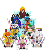 8Pcs One Piece Luffy Law Kaido Jinbe Doflamingo Minifigures Building Blo... - £22.81 GBP