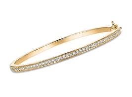 14K Gold Plated Cubic Zirconia Bangle Classic Tennis | - £46.33 GBP