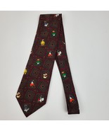 Vintage 1993 Looney Tunes Characters Maroon Necktie Tie 58&quot; L 3.75&quot; W - £14.43 GBP