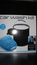 Car Wash Kit Microfiber Wash Mitt and Collapsible Bucket New - £27.64 GBP
