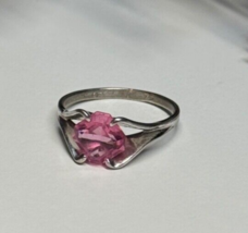 925 Sterling Silver Pink Topaz Ring Size 5 - £64.53 GBP