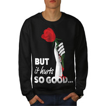 Wellcoda Love Hurts Rose Slogan Mens Sweatshirt, Dead Casual Pullover Jumper - £24.08 GBP+