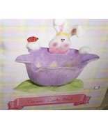 Bunny Rabbit Flower Dish Ceramic Bowl Easter Candy - $34.24 CAD