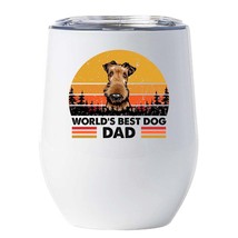 World&#39;s Best Airedale Terrier Dog Dad Wine Tumbler 12oz Cup Gift For Dog Lover - £18.44 GBP