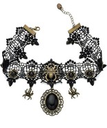 Spider Choker for Women Costume Vintage Lace Choker Necklace with Black ... - £9.59 GBP