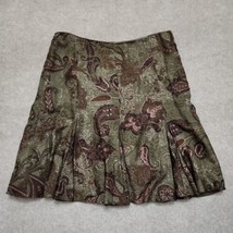 Lauren Ralph Lauren 100% Silk Skirt Womens 10 Petite Green Brown Paisley... - £27.03 GBP