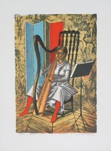 &quot;Playing The Harp&quot; By Alaux, JEAN-PIERRE Ea Signed Lithograph 18 X 12 W/ Co A - £134.32 GBP