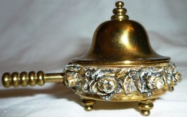 Vintage Solid Brass Embossed Roses Miniature Trinket Box Dollhouse Footed Lidded - £12.75 GBP