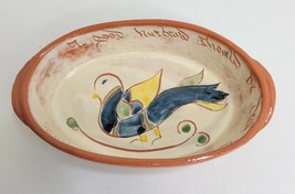 Vintage Welden Redware Pottery Mottoware Small Casserole Baking Dish PA Folk - £14.87 GBP