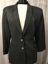 Tahari Women&#39;s Blazer Gray Pleated Lined Pure Wool Stretch Blazer Size 8 - $34.65