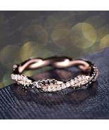 1Ct Round Cut Black Diamond Twisted Eternity Wedding Ring 14k Rose Gold ... - £70.33 GBP